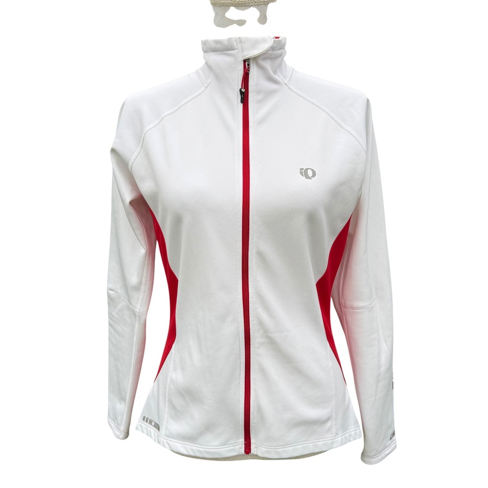 Pearl Izumi PRO Series Cycling Jacket Womens Medium White Red Full Zip Fleece